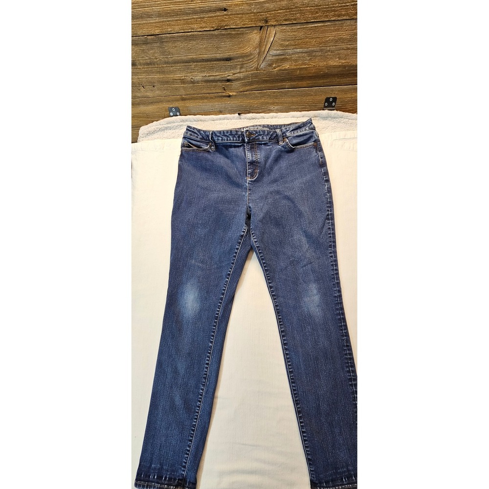 Lands' End Mid Rise Curvy Skinny Jeans Blue Denim Size 18 Womens